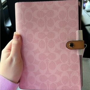 Coach Powder Pink Signature Canvas Notebook